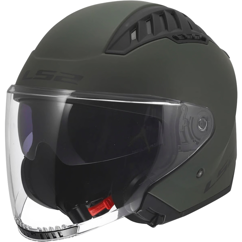 Kask motocyklowy otwarty LS2 OF600 Copter II Solid wojskowy zielony mat