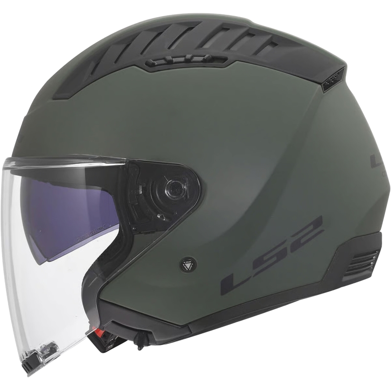 Kask motocyklowy otwarty LS2 OF600 Copter II Solid wojskowy zielony mat