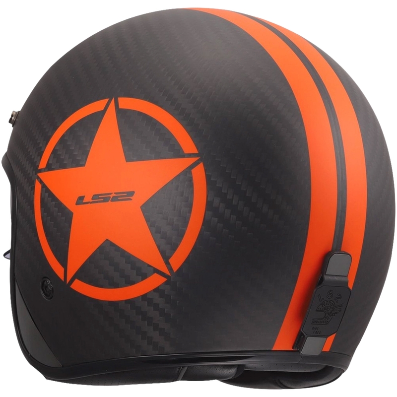 Kask motocyklowy otwarty LS2 OF601 Bob II Carbon Star pomarańczowy mat