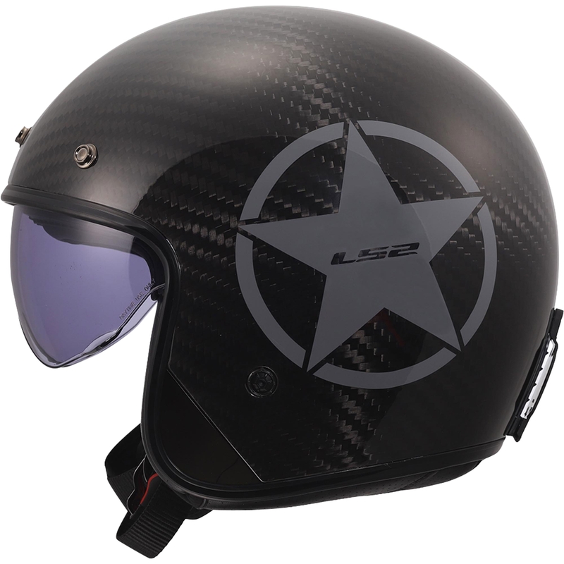 Kask motocyklowy otwarty LS2 OF601 Bob II Carbon Star szary połyskk