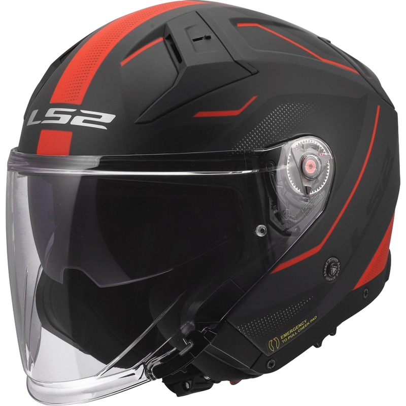 Kask motocyklowy otwarty LS2 OF603 Infinity II Veyron mat czarno-szaro-czerwony
