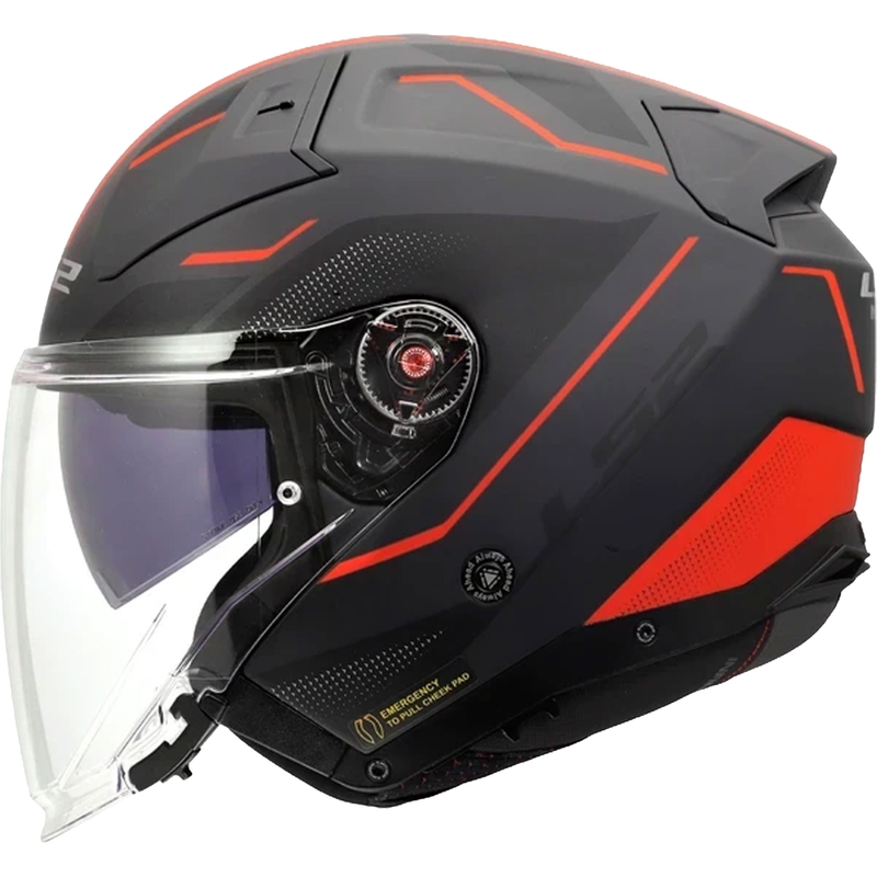 Kask motocyklowy otwarty LS2 OF603 Infinity II Veyron mat czarno-szaro-czerwony