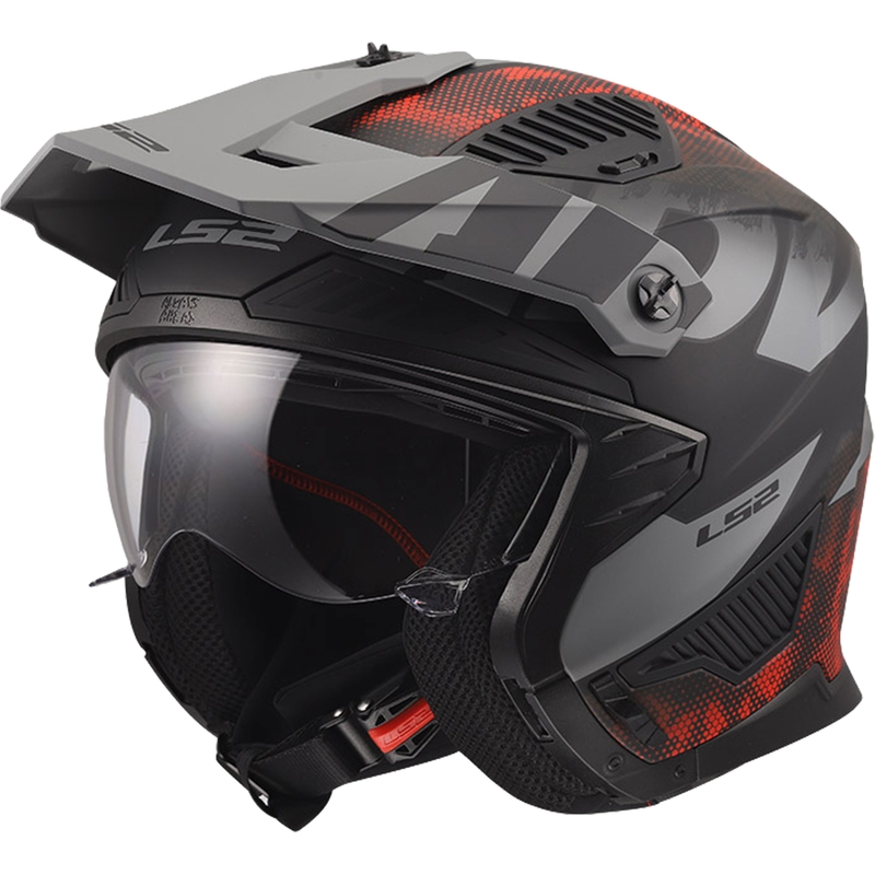 Kask motocyklowy trialowy LS2 OF606 Drifter Gas matowy szaro-czerwony