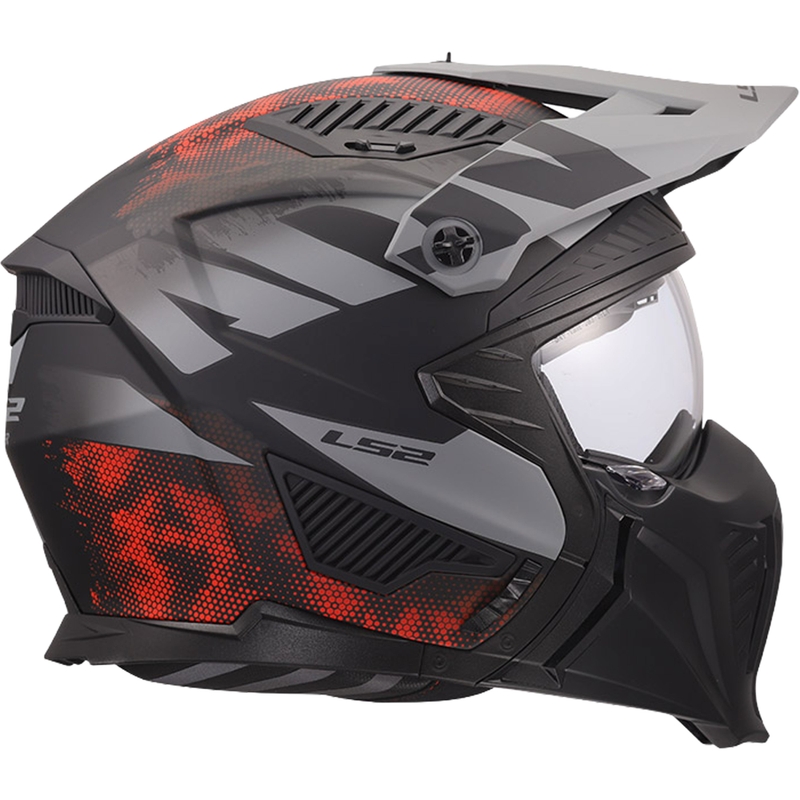 Kask motocyklowy trialowy LS2 OF606 Drifter Gas matowy szaro-czerwony