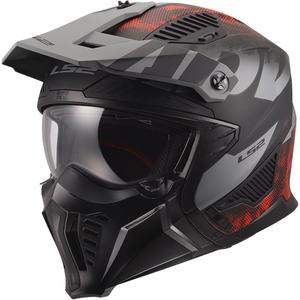 Kask motocyklowy trialowy LS2 OF606 Drifter Gas matowy szaro-czerwony
