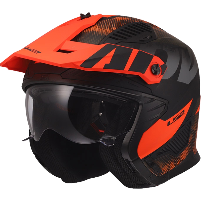 Kask motocyklowy trialowy LS2 OF606 Drifter Gas matowy szaro-pomarańczowy