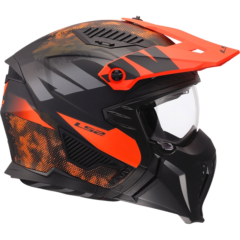 Kask motocyklowy trialowy LS2 OF606 Drifter Gas matowy szaro-pomarańczowy