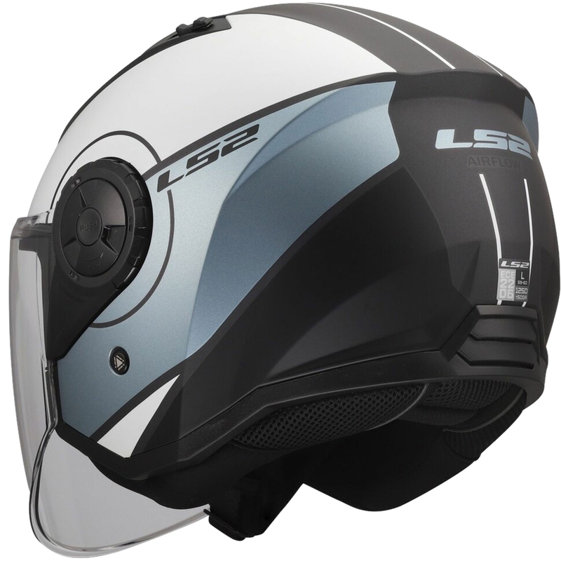 Kask motocyklowy otwarty LS2 OF616 Airflow II Cover mat szaro-niebieski