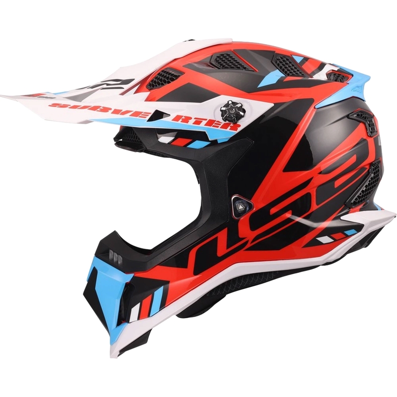 Kask motocrossowy LS2 MX700 Subverter Evo II Stomp biało-niebiesko-czerwony połysk