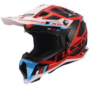 Kask motocrossowy LS2 MX700 Subverter Evo II Stomp biało-niebiesko-czerwony połysk