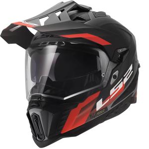 Kask enduro LS2 MX701 Explorer Hexa mat czarno-czerwono-szary