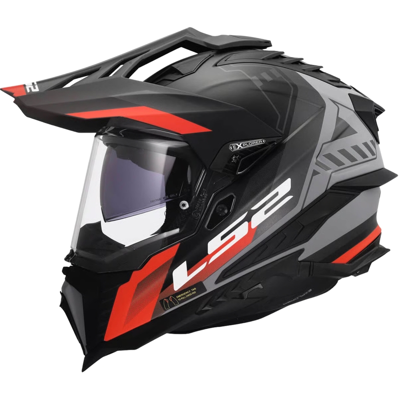 Kask enduro LS2 MX701 Explorer Hexa mat czarno-czerwono-szary