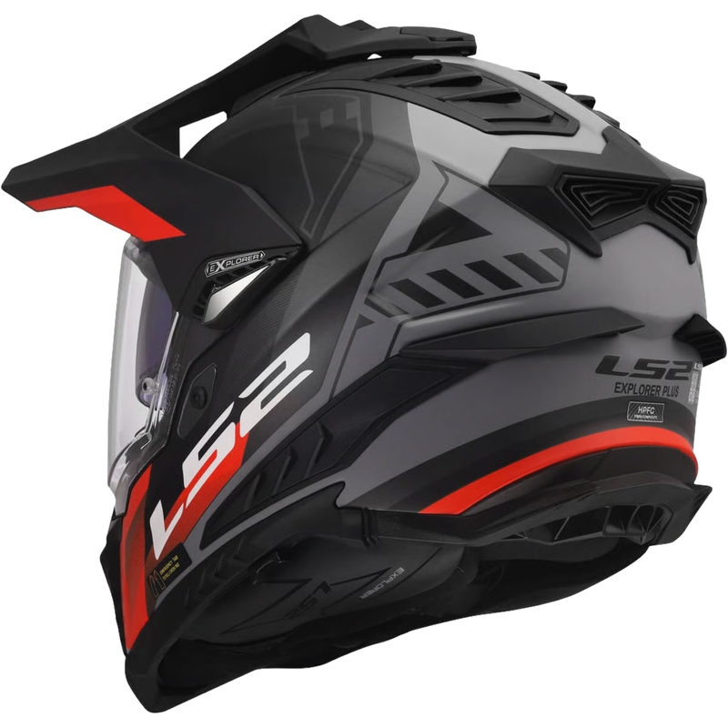 Kask enduro LS2 MX701 Explorer Hexa mat czarno-czerwono-szary