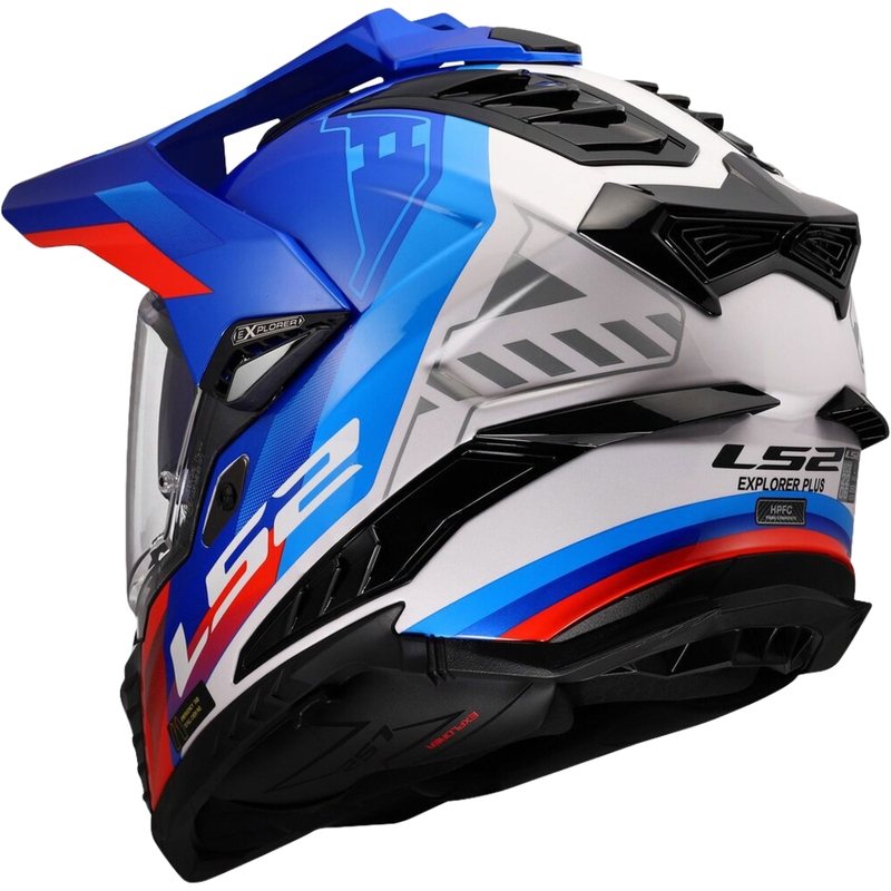 Kask enduro LS2 MX701 Explorer Hexa połysk biało-niebiesko-czerwony