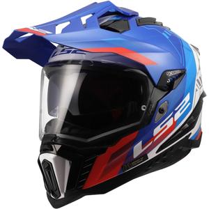 Kask enduro LS2 MX701 Explorer Hexa połysk biało-niebiesko-czerwony