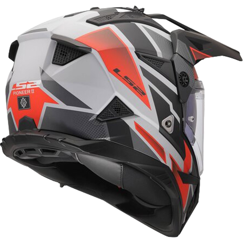 Kask motocyklowy enduro LS2 MX702 Pioneer II Block mat szaro-czerwony
