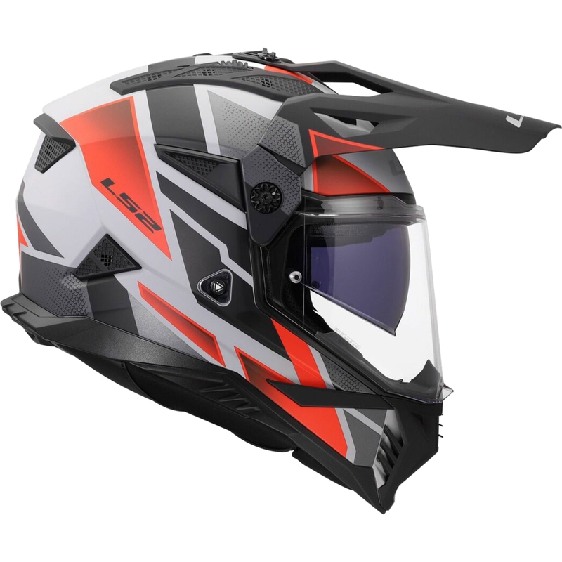 Kask motocyklowy enduro LS2 MX702 Pioneer II Block mat szaro-czerwony