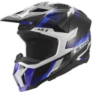 Kask motocrossowy LS2 MX703 X-Force Phantom połyskujący niebiesko-biały