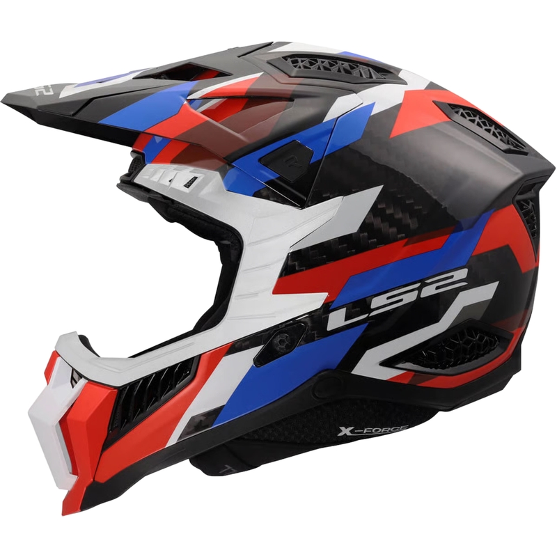 Kask motocrossowy LS2 MX703 X-Force Phantom połysk biało-niebiesko-czerwony