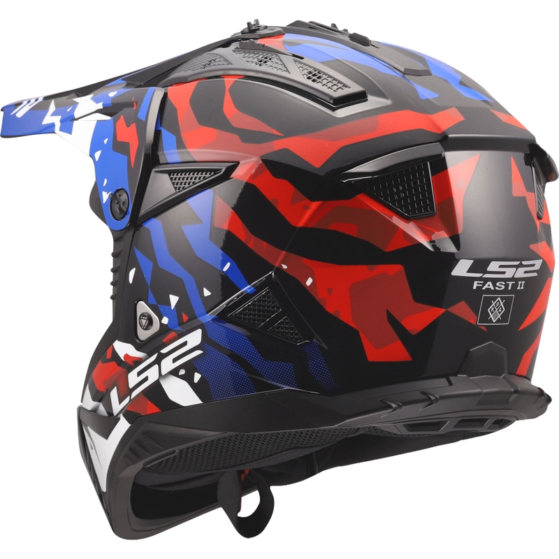 Kask motocrossowy LS2 MX708 Fast II Grotesk połysk biało-niebiesko-czerwony