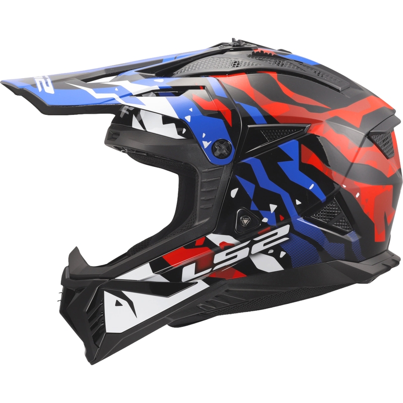 Kask motocrossowy LS2 MX708 Fast II Grotesk połysk biało-niebiesko-czerwony