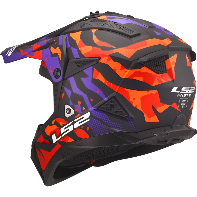 Kask motocrossowy LS2 MX708 Fast II Grotesk mat fioletowo-pomarańczowy