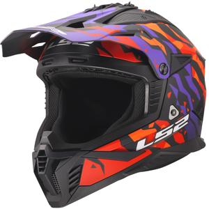 Kask motocrossowy LS2 MX708 Fast II Grotesk matowy fioletowo-pomarańczowy