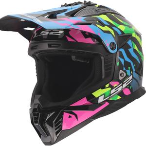Kask motocrossowy LS2 MX708 Fast II Grotesk błyszczący niebiesko-różowo-zielony