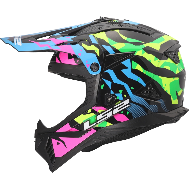Kask motocrossowy LS2 MX708 Fast II Grotesk błyszczący niebiesko-różowo-zielony