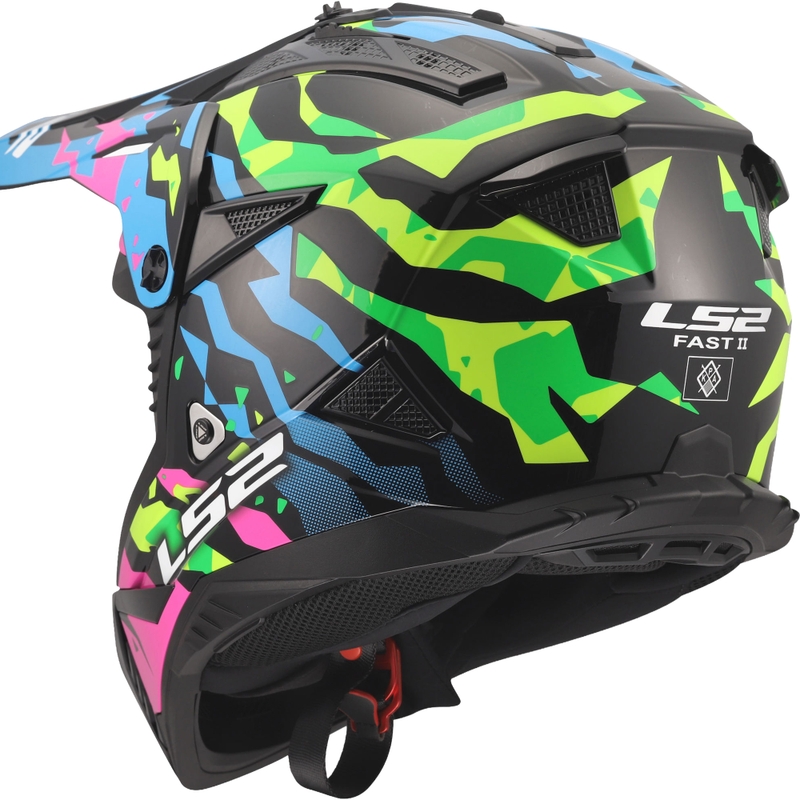 Kask motocrossowy LS2 MX708 Fast II Grotesk błyszczący niebiesko-różowo-zielony