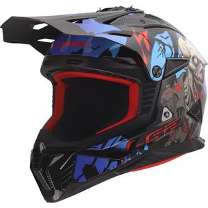 Kask motocrossowy LS2 MX708 Fast II Zombie II błyszczący czarno-czerwono-niebieski