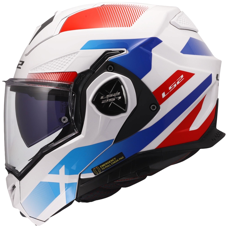 Kask motocyklowy typu flip-up LS2 FF901 Advant X Nova połysk biało-niebiesko-czerwony