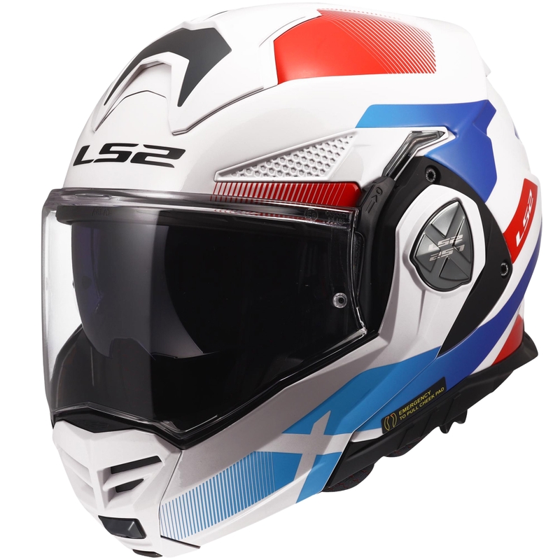 Kask motocyklowy typu flip-up LS2 FF901 Advant X Nova połysk biało-niebiesko-czerwony