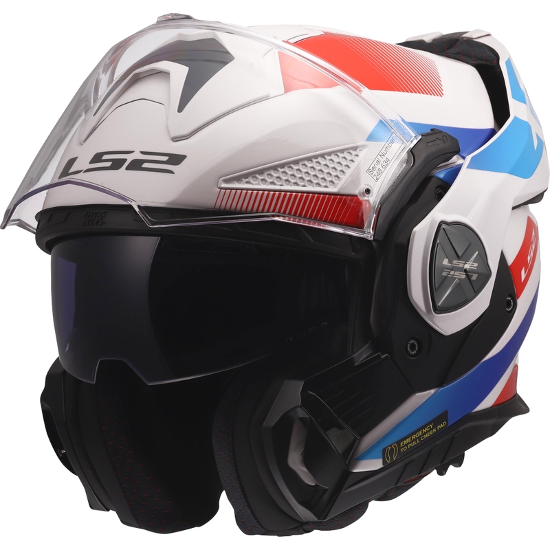 Kask motocyklowy typu flip-up LS2 FF901 Advant X Nova połysk biało-niebiesko-czerwony