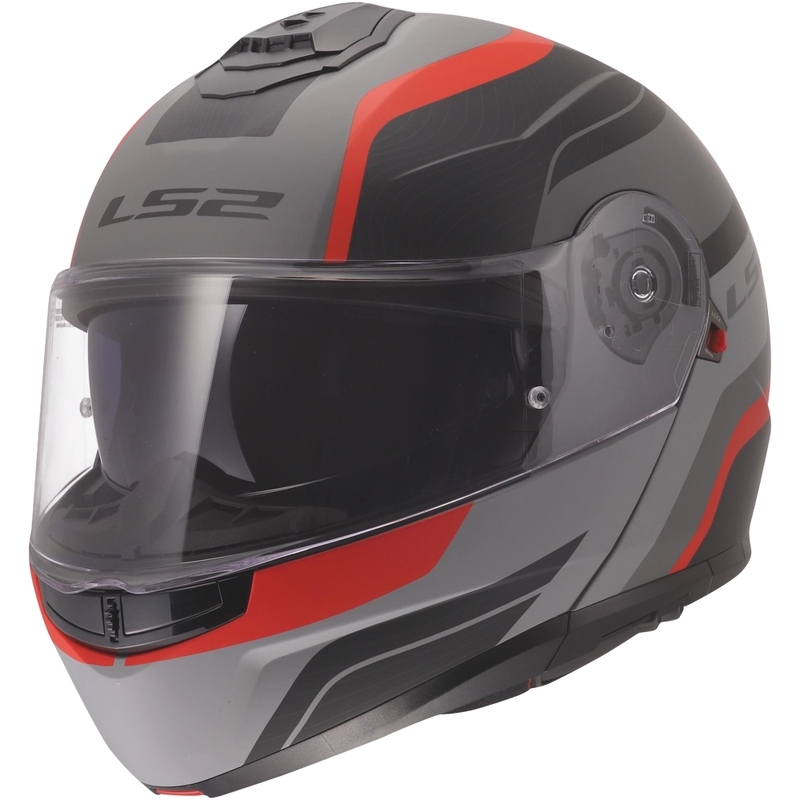 Kask typu flip-up LS2 FF908 Strobe II Monza mat czarno-szaro-czerwony