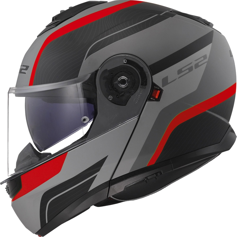 Kask typu flip-up LS2 FF908 Strobe II Monza mat czarno-szaro-czerwony
