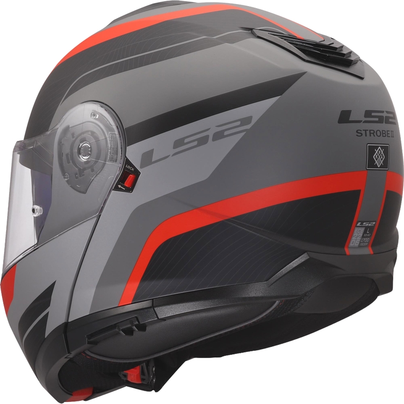 Kask typu flip-up LS2 FF908 Strobe II Monza mat czarno-szaro-czerwony