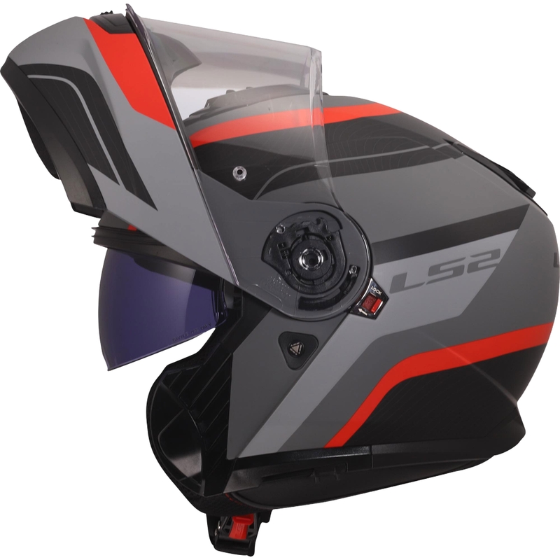 Kask typu flip-up LS2 FF908 Strobe II Monza mat czarno-szaro-czerwony