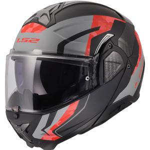 Kask motocyklowy typu flip-up LS2 FF910 Advant II Glide matowy czarno-szaro-czerwony