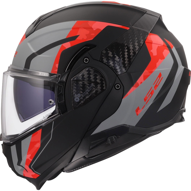 Kask motocyklowy typu flip-up LS2 FF910 Advant II Glide matowy czarno-szaro-czerwony