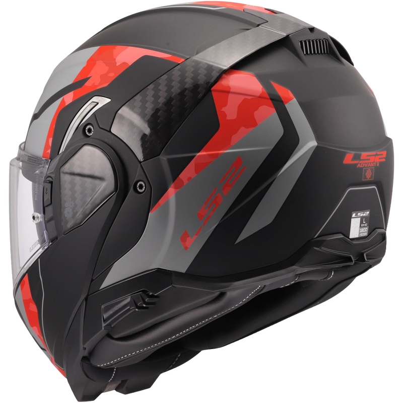 Kask motocyklowy typu flip-up LS2 FF910 Advant II Glide matowy czarno-szaro-czerwony