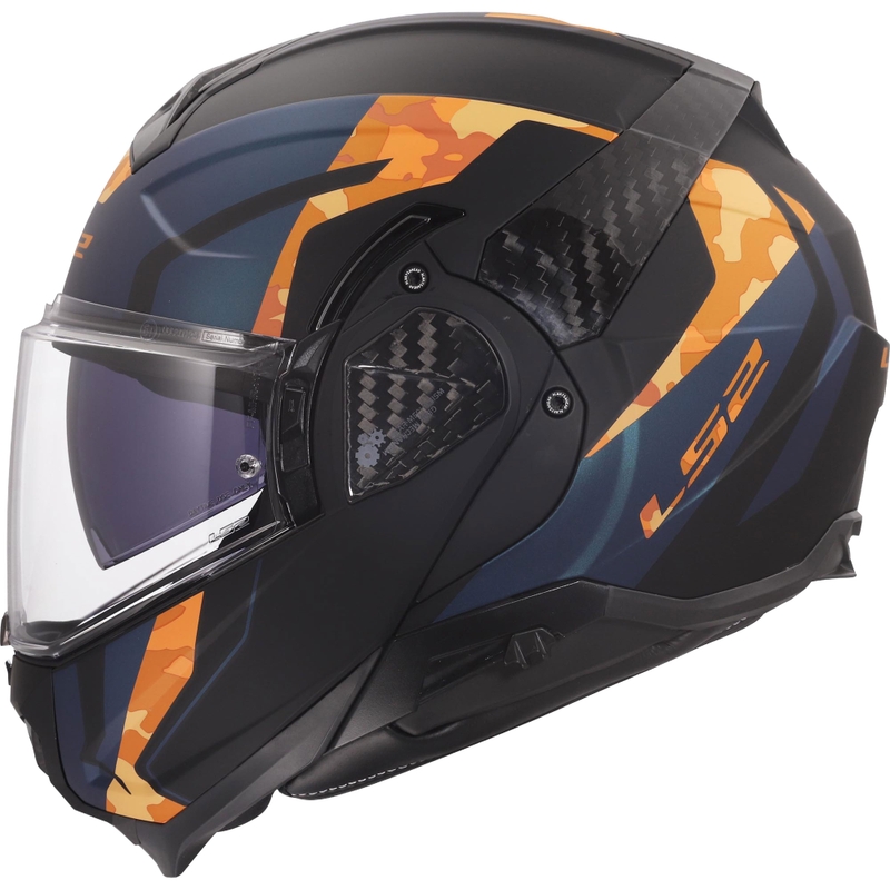 Kask motocyklowy typu flip-up LS2 FF910 Advant II Glide matowy czarno-pomarańczowy