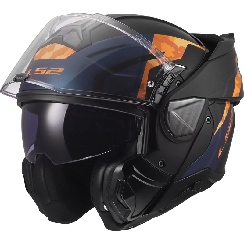 Kask motocyklowy typu flip-up LS2 FF910 Advant II Glide matowy czarno-pomarańczowy