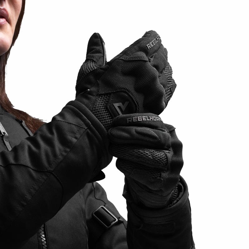 Rękawice motocyklowe damskie Rebelhorn Core czarne