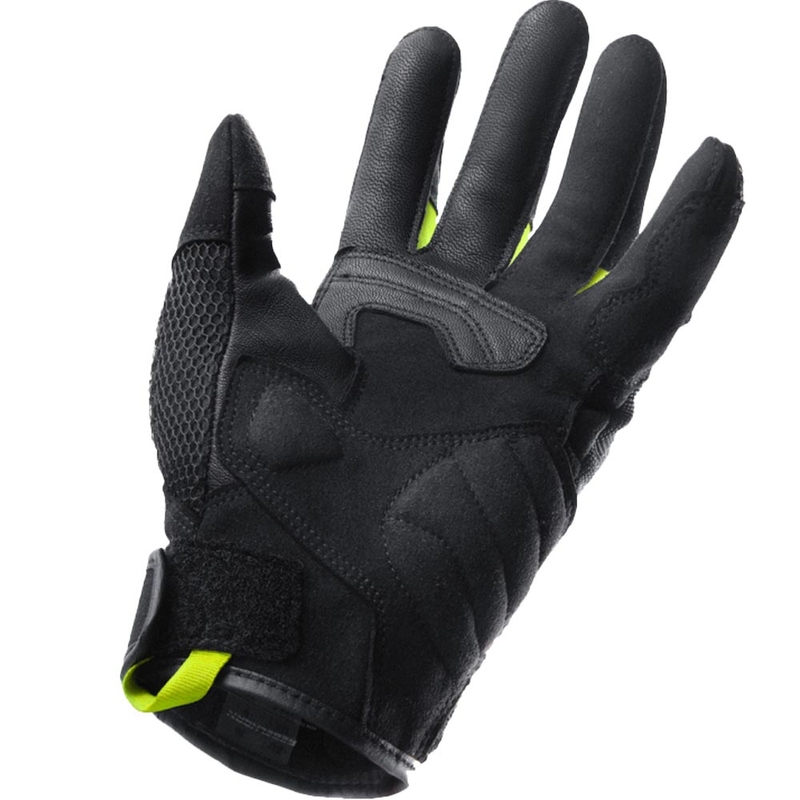 Rękawice motocyklowe damskie Rebelhorn Core czarno-szaro-fluo-żółte