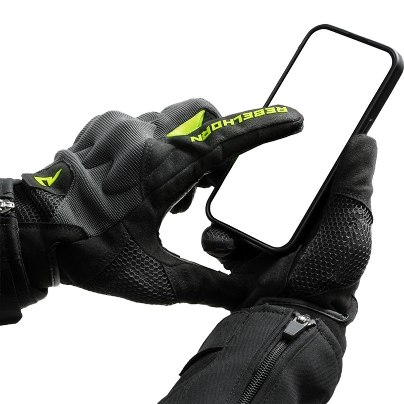 Rękawice motocyklowe damskie Rebelhorn Core czarno-szaro-fluo-żółte