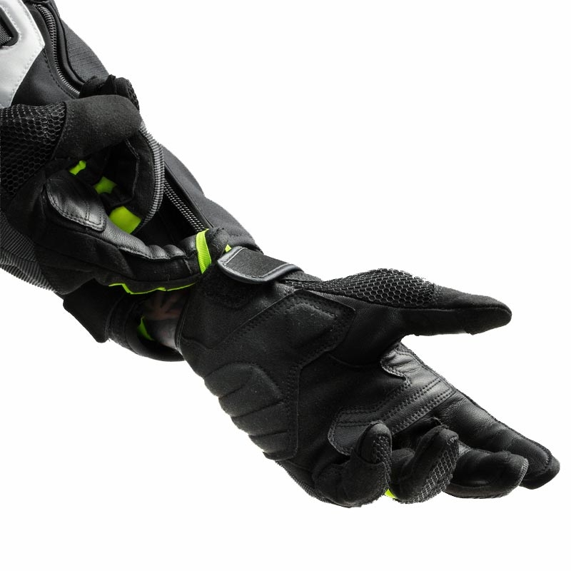 Rękawice motocyklowe damskie Rebelhorn Core czarno-szaro-fluo-żółte