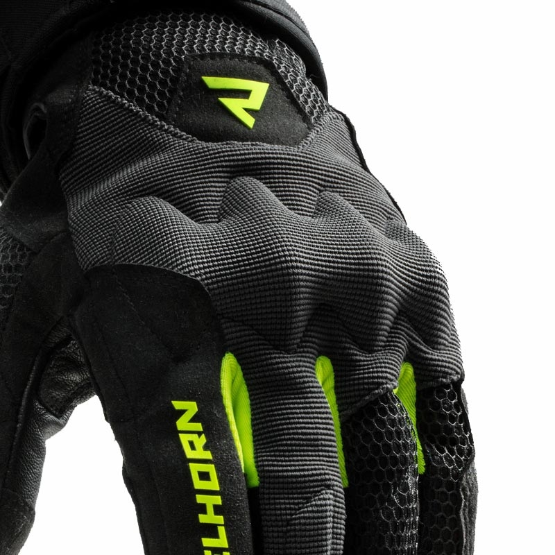 Rękawice motocyklowe damskie Rebelhorn Core czarno-szaro-fluo-żółte
