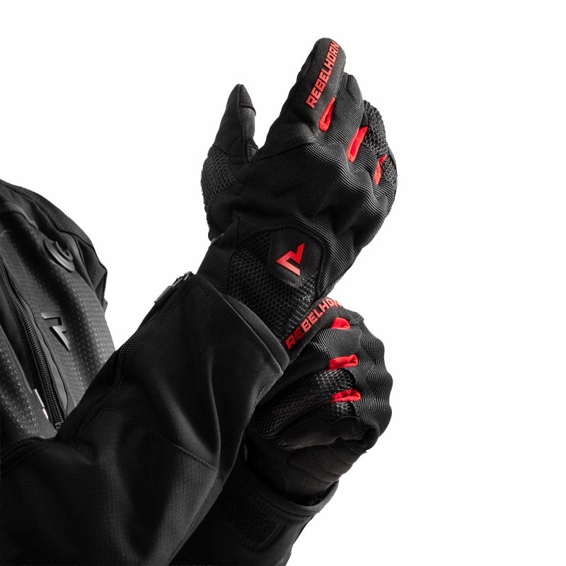 Rękawice motocyklowe Rebelhorn Core czarno-czerwone