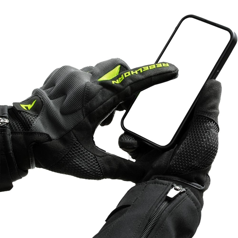 Rękawice motocyklowe Rebelhorn Core czarno-szaro-fluo-żółte